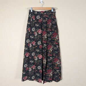 VTG 90s GEIGER Wool Skirt Dark Floral Made in Austria Women's sz 2 Whimsygoth